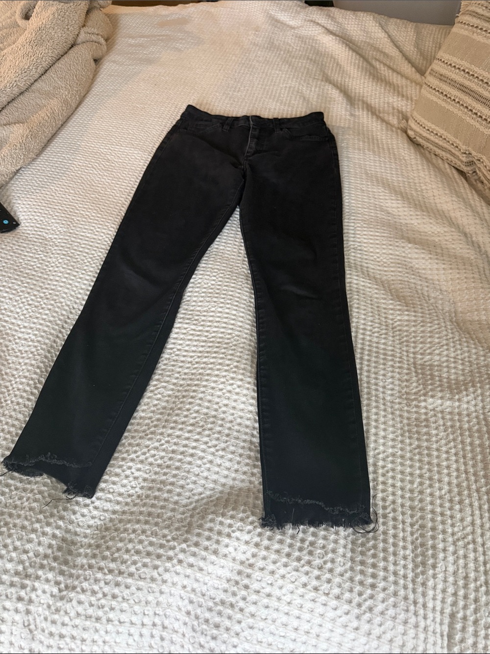 Joe’s Jesans Women’s Black Slim Straight Jeans with Raw Hem